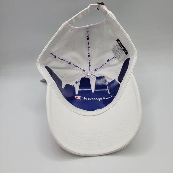 Champion Adjustable Dad Hat Mens Womens White Embroidered Script Logo - Picture 9 of 12